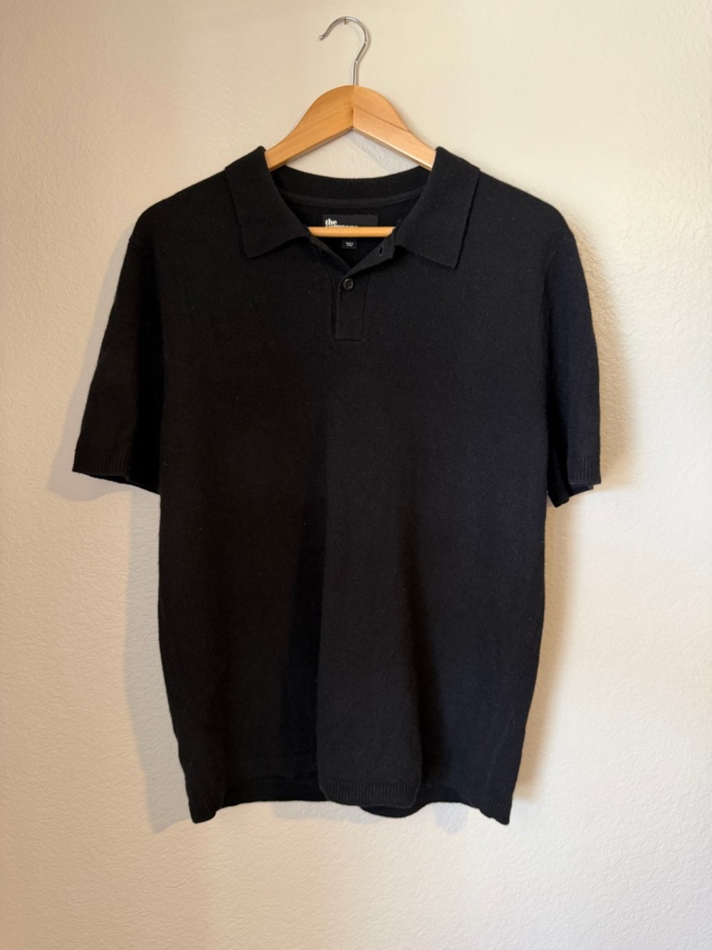 The Commons Cashmere Short Sleeve Polo Sweater Shirt Medium Luxury Minimalist
